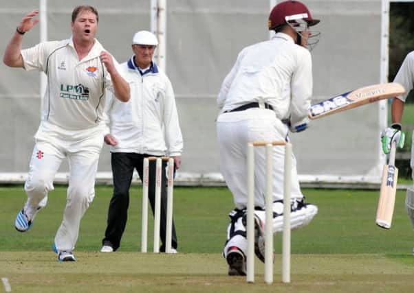 Tom Driver in bowling action for Cuckney against the West Indian Cavaliers, rues a missed opportunity.