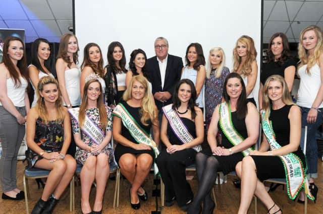 Miss Mansfield and Sherwood Forest 40th anniversary party and launch of the 2014 competition.  Pictured with past winners are the entrants for the 2014 competition from left, back row, Emma Harbor, Jade Riggs, Jessica Boots, Emma Briggs, Leyana Akbani, Chelsea Phillips, Stewart Rickersey who has been a supporter of the competition, Laura Haynes, Emily Davies, Natalie Kitson and Amy Henshaw, with past winners and the competition sponsor, seated from left, Danni Wood from the Beauty Chain, Grace Turner, Trish Mapletoft, Alice Kurylo, Philippa Hilton and Joanne Buckley. The 12th entrant not pictured is Telisha Guthrie.
