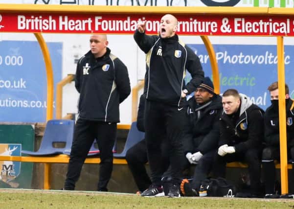 Adam Murray and the Stags bench.