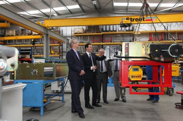 Chancellor George Osborne pictured during a visit to Derbyshire company Street Crane in March. Photo by Michael Allen Photography.