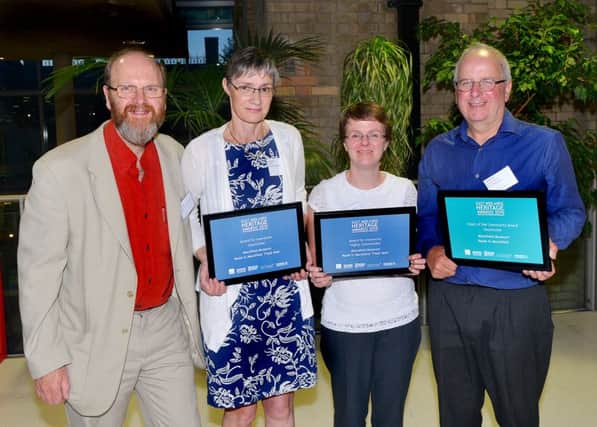 Simon Davies, Liz Weston, Jodie Henshaw and Geoff Liptrot from Mansfield Museum hold their certificates for their East Midlands Heritage Award.