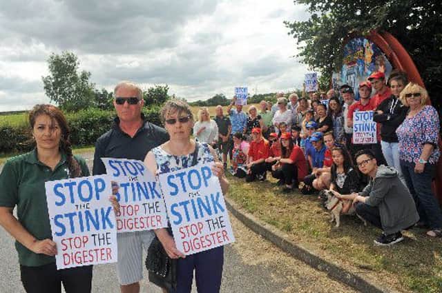 Christina Mathoon, from the White Post Farm, Mike Bendall a Director at Wheelgate and Sarah Knight with residents from Farnsfield and Rainworth who are all opposed to a new waste site at Farnsfield.
