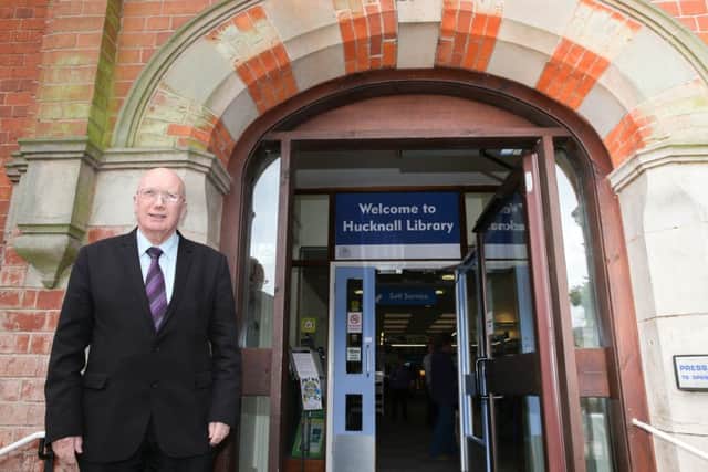 Coun John Wilmott outside Hucknall Library