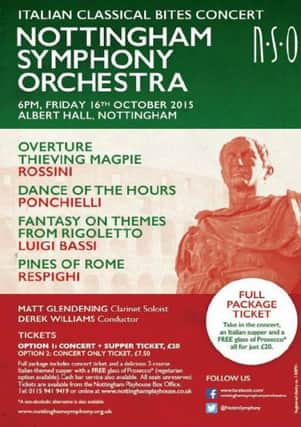 Nottingham Symphony Orchestra's Classical Bites concert is on October 16