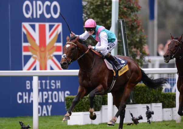 A MEETING FIT FOR CHAMPIONS -- the mighty Frankel, a previous winner at Qipco British Champions Day at Ascot. (PHOTO BY: PA Wire).