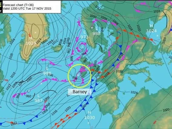 Storm Barney is set to produce strong winds and heavy rain