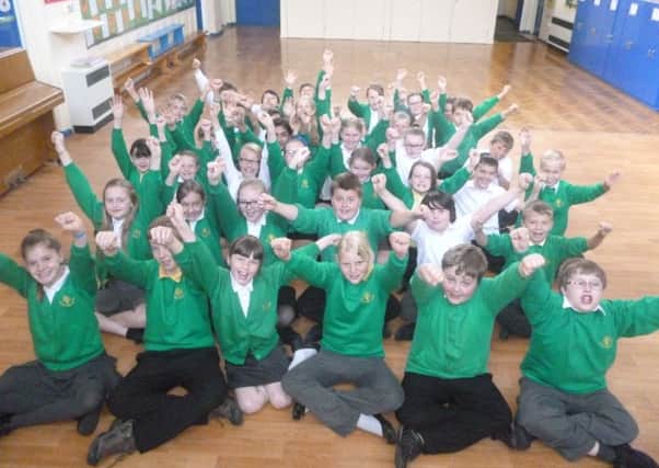 Year 6 pupils at Orchard Primary and Nursery School,  Kirkb,  who achieved the best results in Nottinghamshire in the key stage 2  tables.