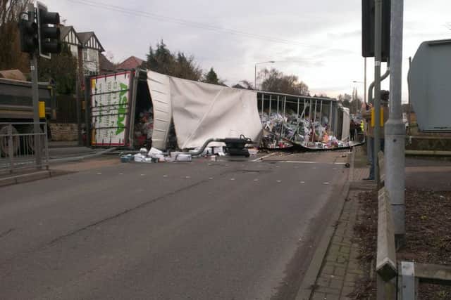 An Asda lorry has overturned in Mansfield Woodhouse.