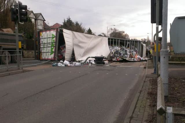 An Asda lorry has overturned in Mansfield Woodhouse.