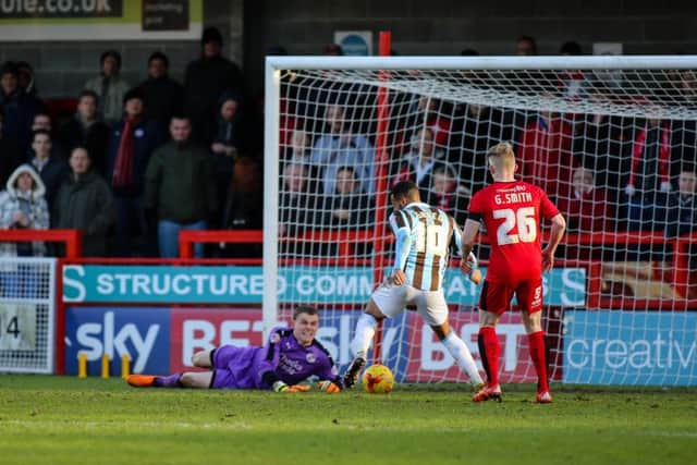 Mansfield Town's  Matt Green goes close at Crawley - Pic Chris Holloway - The Bigger Picture