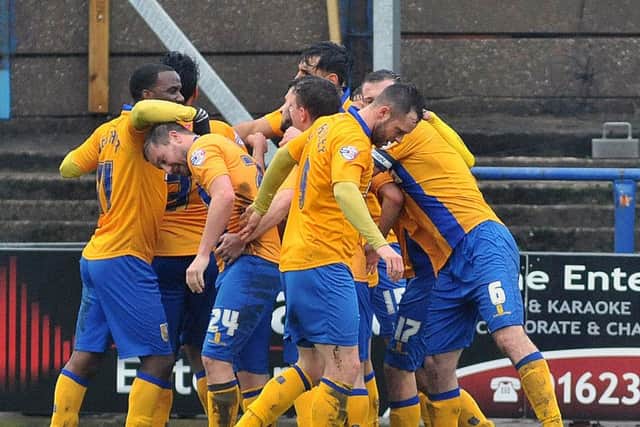 Mansfield Town v Morecambe - Skybet League Two - One Call Stadium - Saturday 6 Feb 2016 - Photographer Steve Uttley

Players celebrate the winner