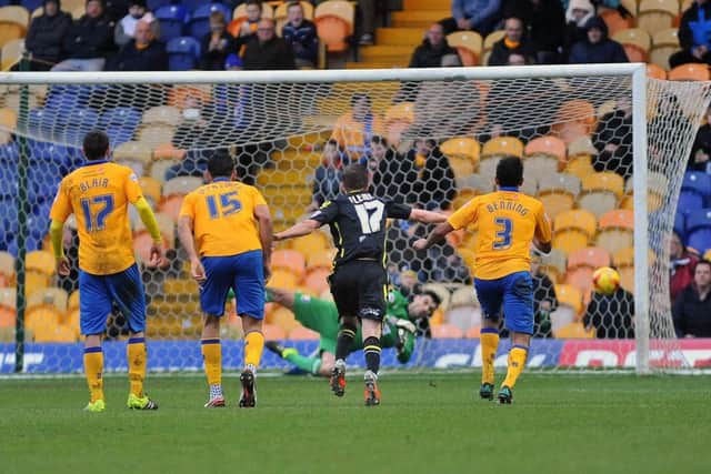 Mansfield Town v Morecambe - Skybet League Two - One Call Stadium - Saturday 6 Feb 2016 - Photographer Steve UttleyScott Shearer save the first penalty