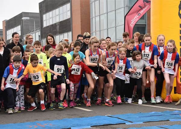 Runners at the start line of the Retford Half Marathon. Picture taken by Di Fisher.