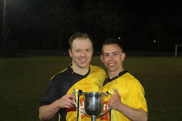 Hucknall lifted the Reserve League Cup after beating Pinxton 2-0. Photo by Pete Lee.