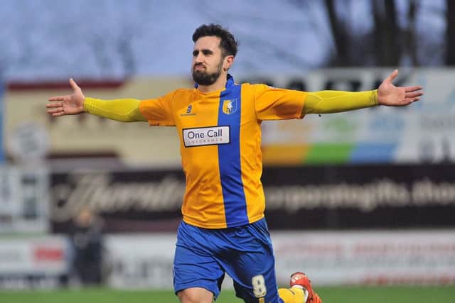 Chris Clements celebrates a Stags goal.