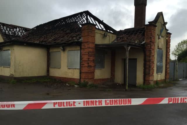 The aftermath of a blaze at the derelict miner's welfare building on Derby Road, Annesley.
