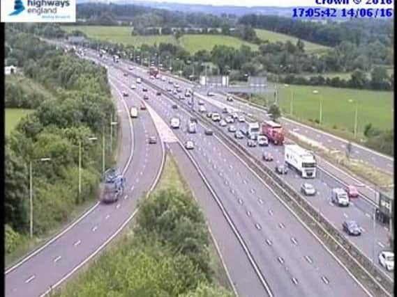 An incident has caused traffic delays on the M1 near junction 24 (Image: Highways England).