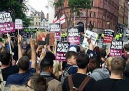 Anti-fascist protesters at the EDL rally in Nottingham on Saturday
