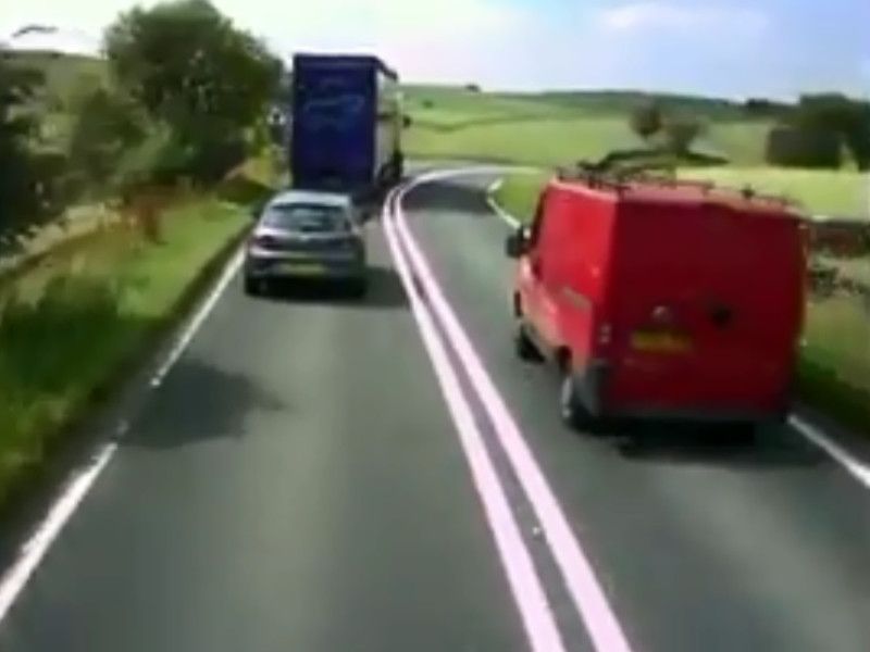 WATCH: Shocking moment driver overtakes on blind bends