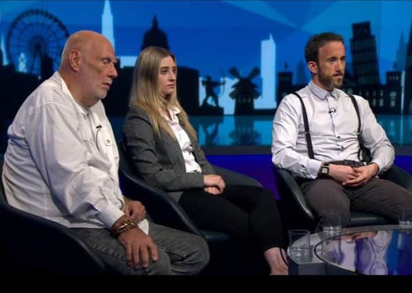 Danie Chance, from Hucknall, (centre) appears on BBC 2's Newsnight programme to discuss the aftermath of Brexit.