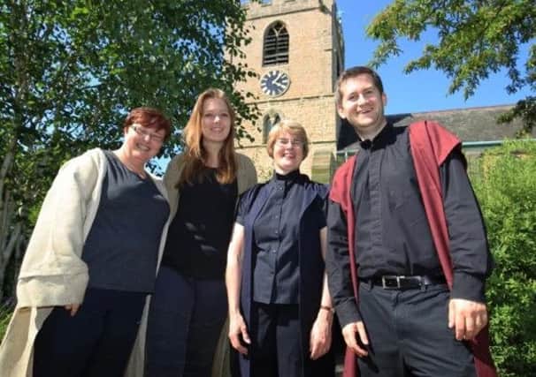 St Mary Magdalene Church in Hucknall are holding auditions for this years nativity play. Pictured are Sarah Wheatley, Tess Wheatley, Rector Rev Kathryn Herrod, and Rev James Pacey.