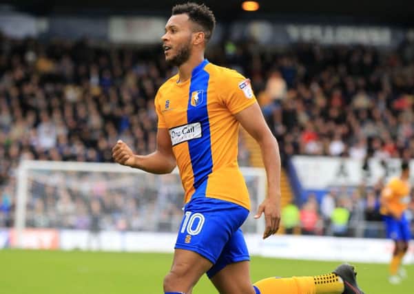 Mansfield Town v Notts County, Saturday October 8th 2016. Mansfield Town player Matt Green celebrates after scoring his 2nd goal of the game. Picture: Chris Etchells