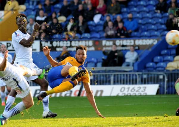 Mansfield Town v Wycombe Wanderers.
Matt Green equalises in the second half.