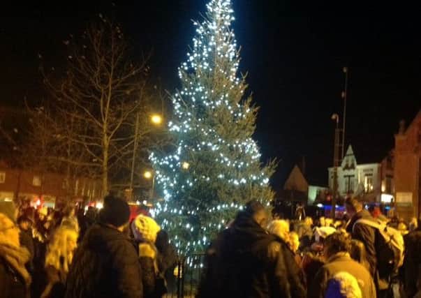 Hucknall's Christmas tree lights in the Market Place