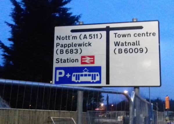 New sign on Hucknall's inner relief road gets the road numbers wrong