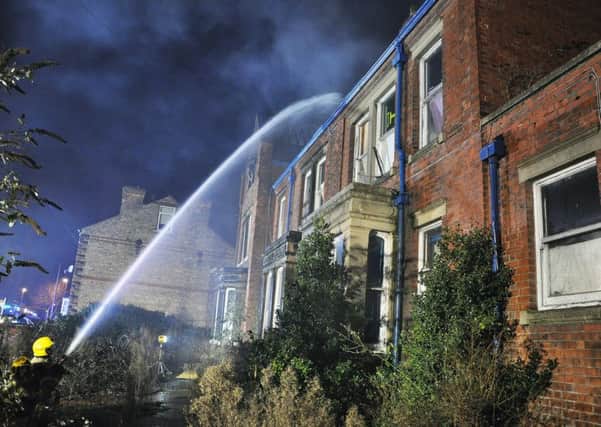 Firefighters tackle a suspected arson blaze in Gainsborough. Image by Lincolnshire Fire and Rescue.