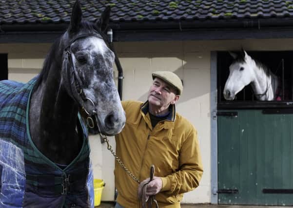 Two of Yorkshire trainer Malcolm Jefferson's top horses make the list. He is pictured here with his crack 2m novice chaser, Cloudy Dream.