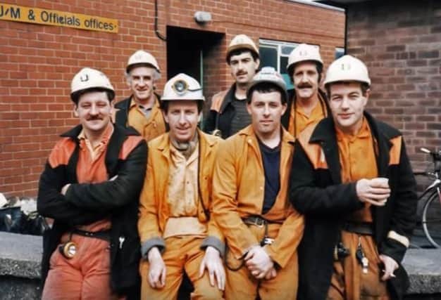 Workers at Linby Colliery in 1986.