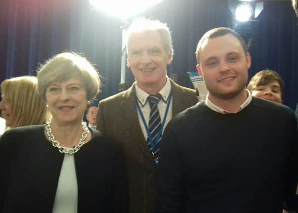 Theresa May with Kevin Rostance and Ben Bradley