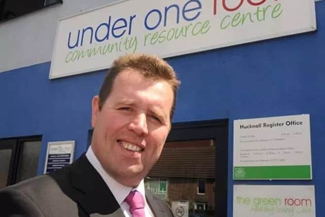 Sherwood MP Mark Spencer, outside his Hucknall office