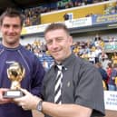 Chad sport editor John Lomas, presents the readers player of the year award to Richie Barker in 2006