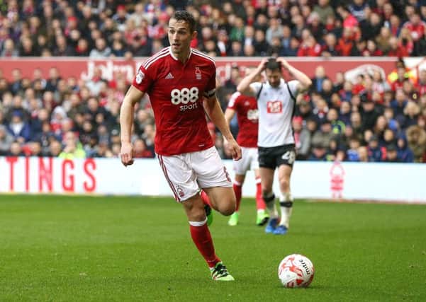 Chris Cohen pictured playing for Nottingham Forest during the East Midlands clash with Derby County. Pic by Mark Fear.
