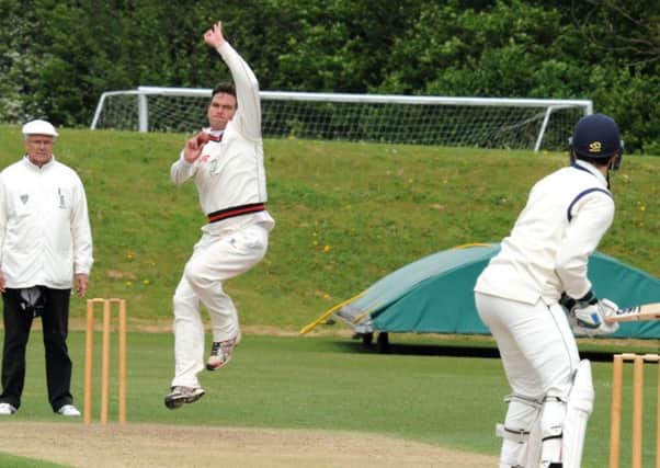 Richard Stroh pictured during a brief five-over spell that earned him two wickets for Welbeck against Attenborough.