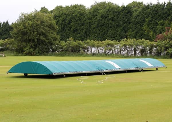 The covers are on at Glapwell Colliery, whose match against Blidworth Colliery Welfare was cancelled without a ball being bowled. (PHOTO BY: Chris Etchells)