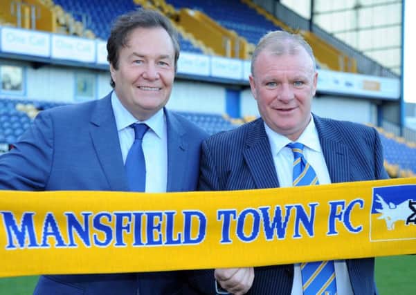 Stags chairman John Radford and manager Steve Evans