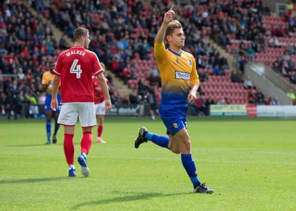 Crewe Alexandra vs Mansfield Town - Danny Rose of Mansfield Town celebrates his goal - Pic By James Williamson