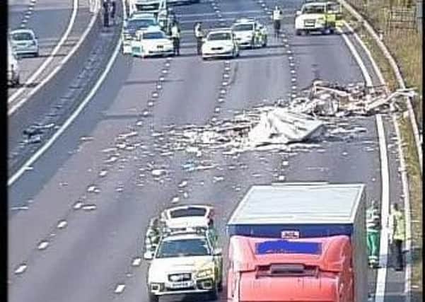 The scene on the M1 shortly after the accident.