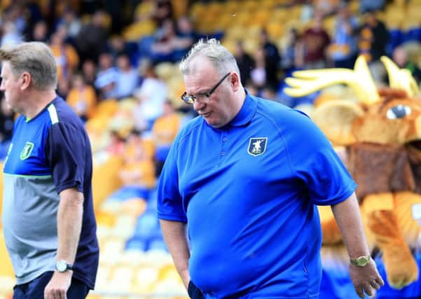 Mansfield Town manager Steve Evans during the Sky Bet League 2 match between Mansfield Town and Luton Town at the One Call Stadium, Mansfield, England on 26 August 2017. Photo by Leila Coker.