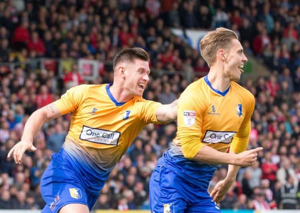Lincoln City v Mansfield Town - Danny Rose of Mansfield Town celebrates his goal - Pic By James Williamson