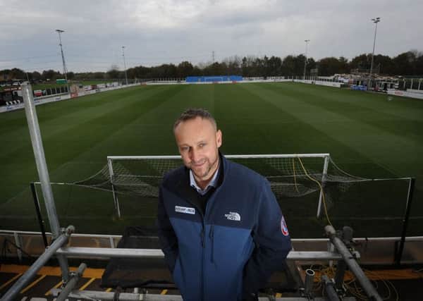 Shaw Lane FC chairman/owner Craig Wood at their ground in Barnsley ahead of the club's FA Cup first round match against Mansfield on Saturday. Picture Scott Merrylees