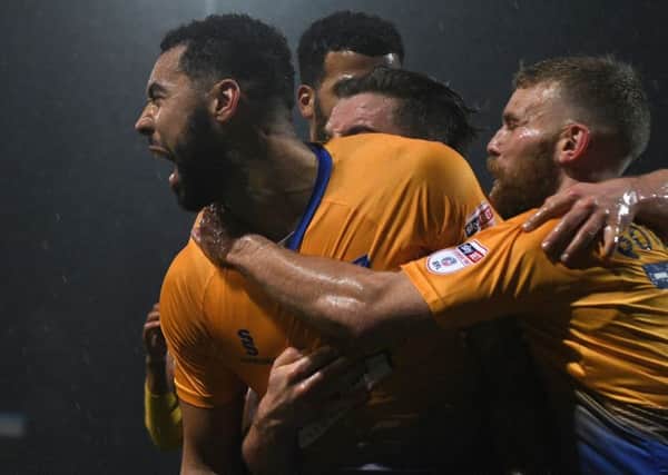 Picture Andrew Roe/AHPIX LTD, Football, EFL Sky Bet League Two, Mansfield Town v Carlisle United, One Call Stadium, 01/01/18, K.O 3pm

Mansfield's players celebrate Kane Hemmings' second goal

Andrew Roe>>>>>>>07826527594