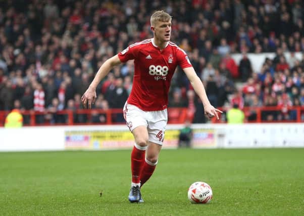 IN PICTURE: Joe Worrall.
SPORT: LEAD: Nottingham Forest v Derby County.  Sky Bet Championship match at the City Ground, Nottingham.  Saturday, 18th March 2017.
MARK FEAR - MARK FEAR PHOTOGRAPHY.  CONTACT markfearphotographer@outlook.com (+44) 753 977 3354