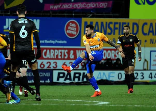 Mansfield Town v Newport County
Kane Hemmings takes a pop at goal in the second half.