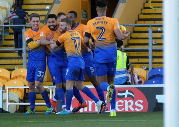 Mansfield Town v Coventry
Celebrations for Stags after first half goal.