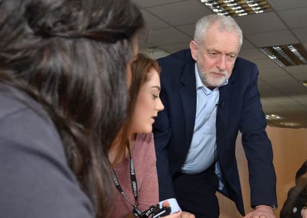 Labour leader Jeremy Corbyn meeting with Hucknall Sixth Form Students