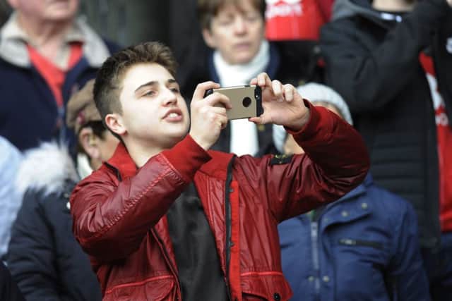 IN PICTURE: Forest fans.
STORY: SPORT LEAD: Nottingham Forest v Derby County. Sky Bet Championship match at The City Ground, Nottingham. Sunday 11th March 2018.